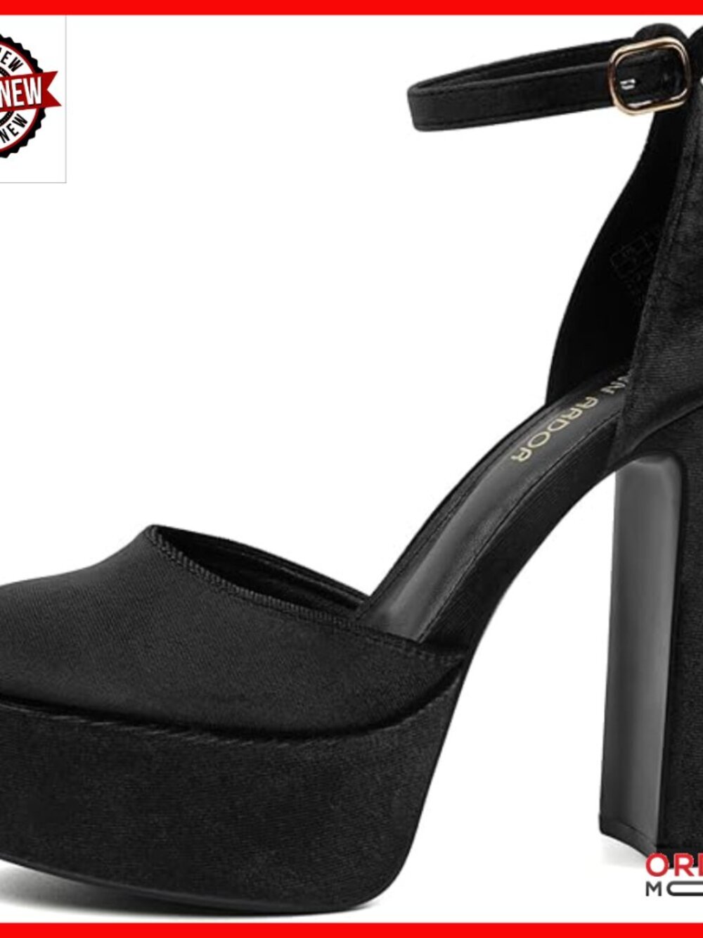5 Inch Chunky Heel Platform Pumps with Ankle Strap for Wedding Party